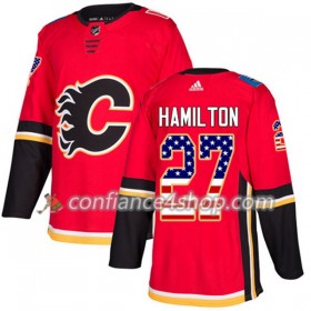Adidas Maillot de Hockey Calgary Flames Dougie Hamilton 27 2017-2018 Rouge USA Flag Fashion Authentic - Homme